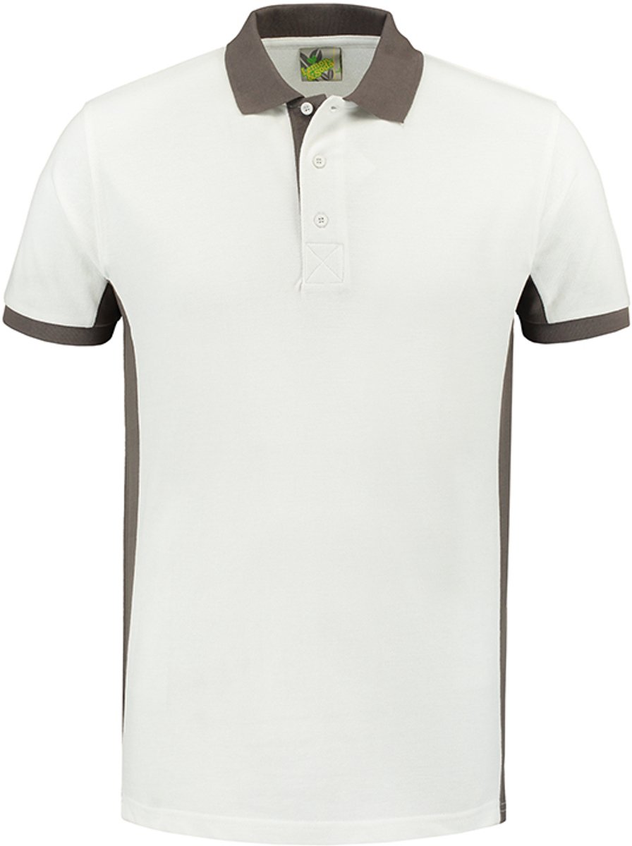 Lemon & Soda workwear contrast polo in de kleur wit met pearl grey in de maat 4XL