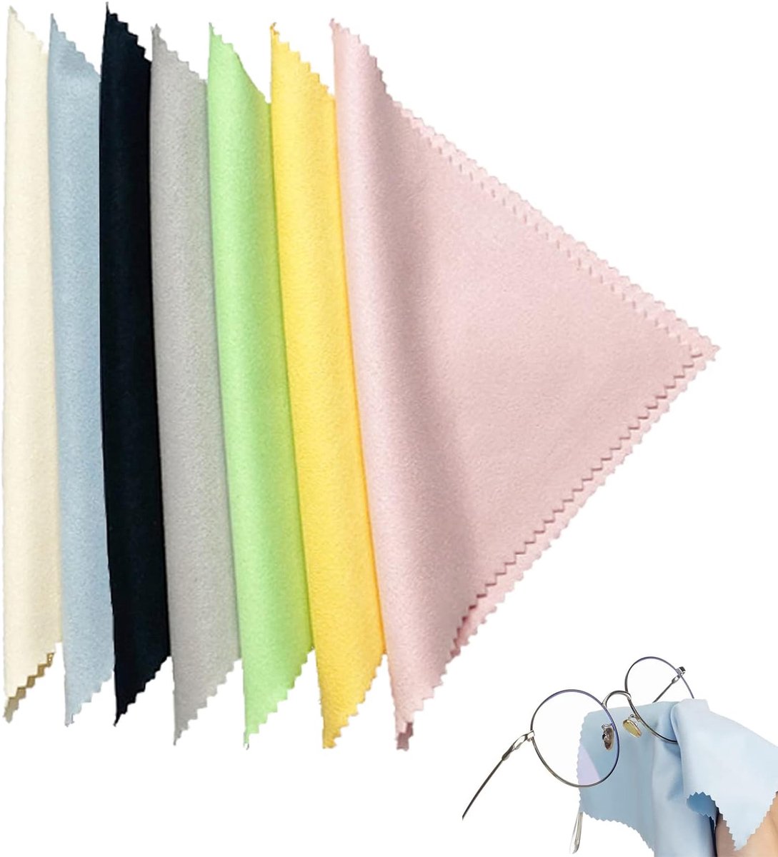 Brillenpoetsdoek 7 x - 7 kleuren - microvezel - ideaal voor schone glazen - ShopVlot