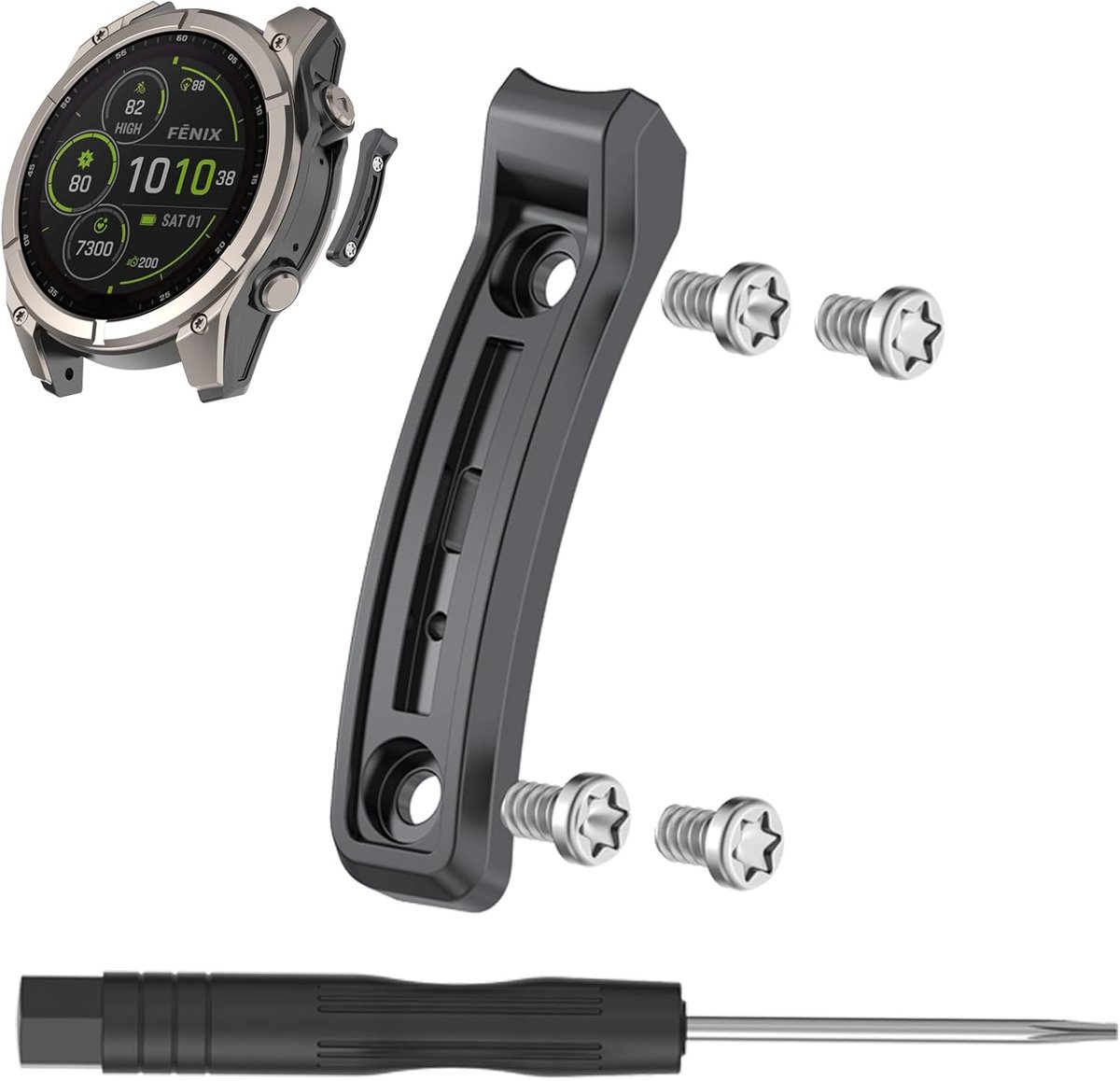Vervangingsbeschermers voor Garmin Fenix 8/Tactix 8/Quatix 8 - Donkergrijs - Inclusief schroevendraaier en schroeven - ShopVlot