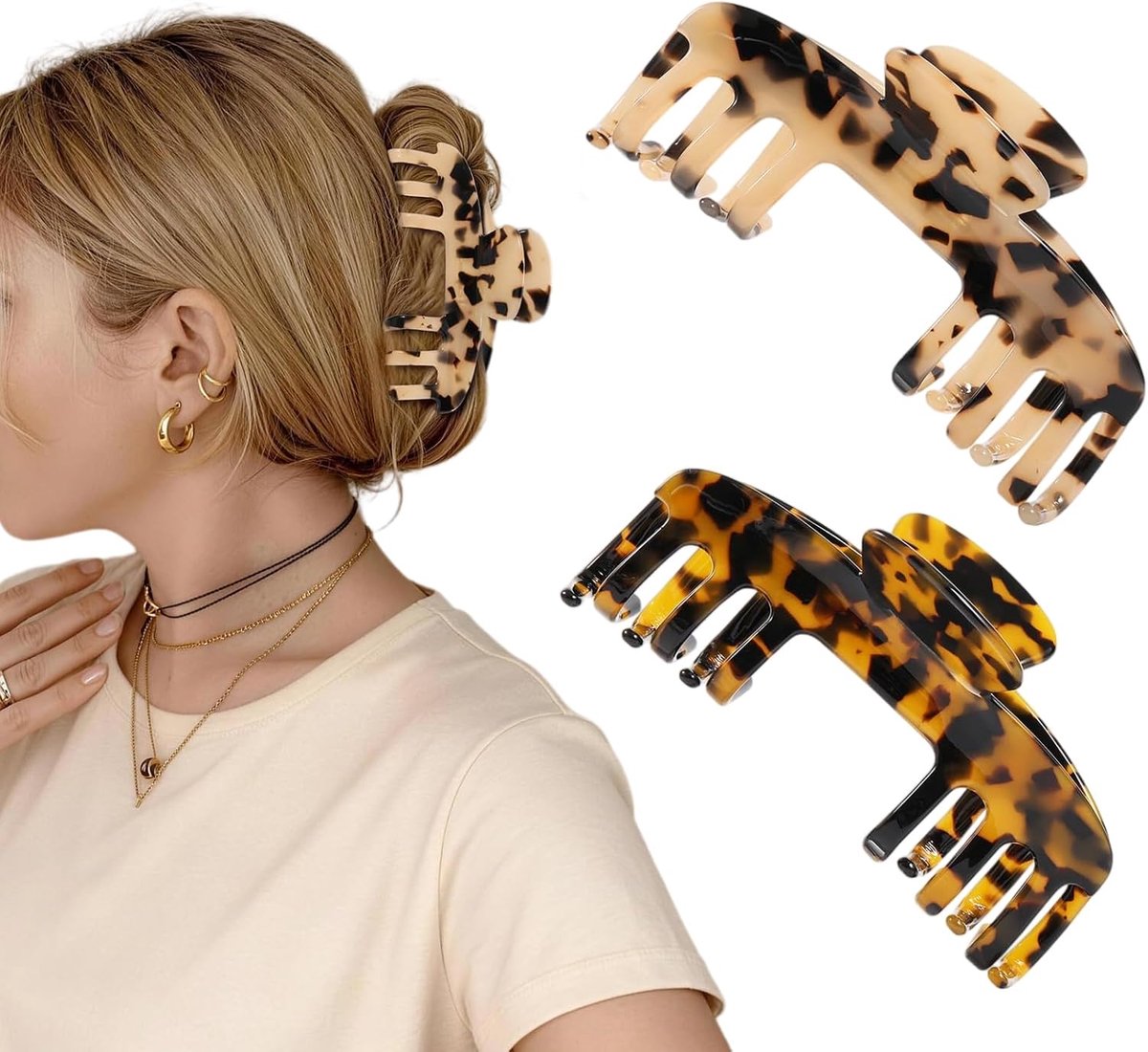 Haarclip groot - schildpad acetaat - antislip sterke grip - ideaal voor lang en dik haar - ShopVlot