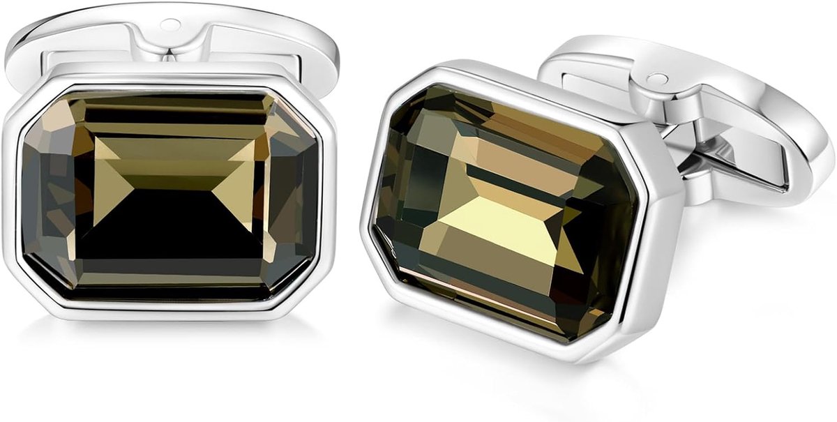Cufflinks voor mannen - octagonaal - groene cubic zirconia - perfect voor bruiloften - ShopVlot