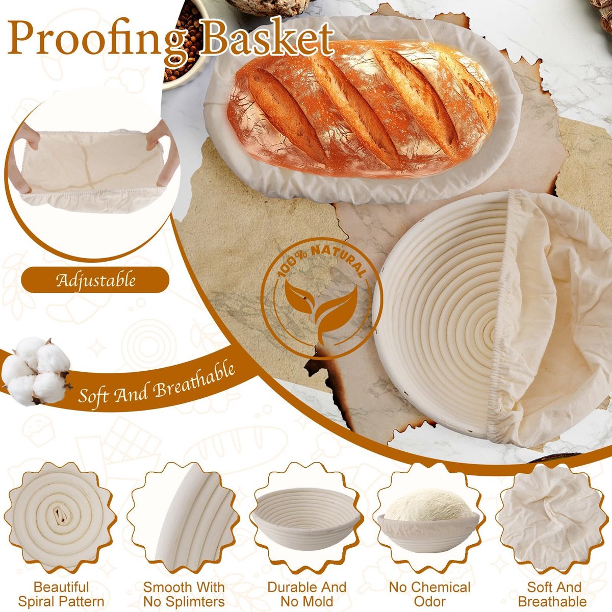 Zuurdesem Brood Starter Kit - Banneton Proofing Mand - 15 Stuks & 11 Stks - Ideaal voor de Thuisbakker - ShopVlot