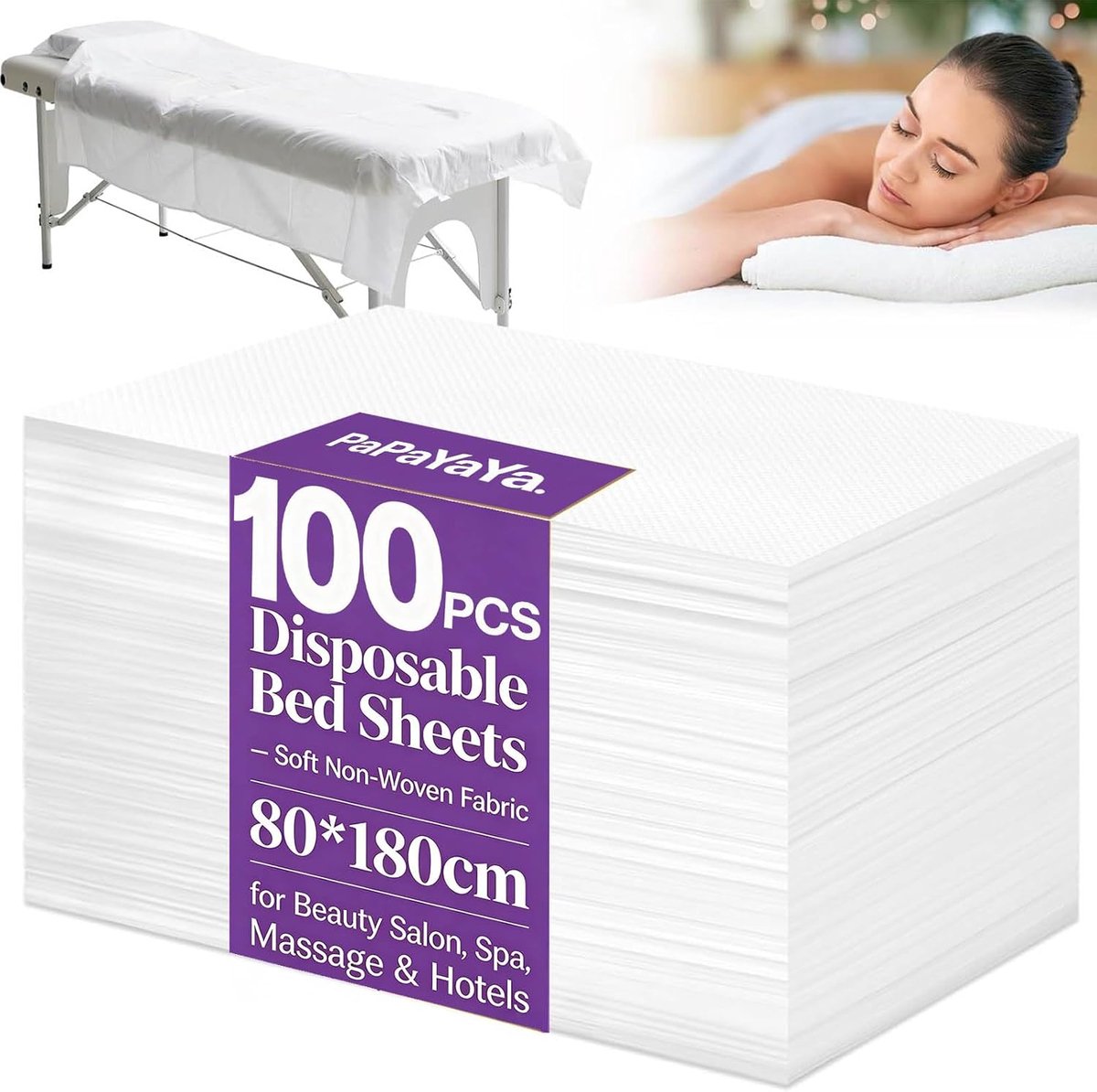 Wegwerp lakens 100 stuks - 180 x 80 cm - zachte niet-geweven stof - ideaal voor massages - SnelShoppen