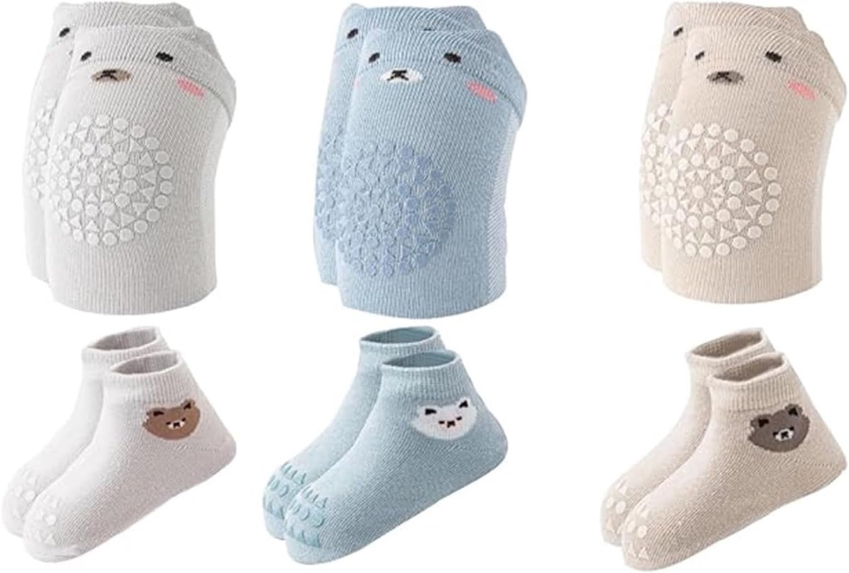 Baby kniebeschermers met antislip - comfortabele sokken - beschermt knieën tijdens het kruipen - SnelShoppen
