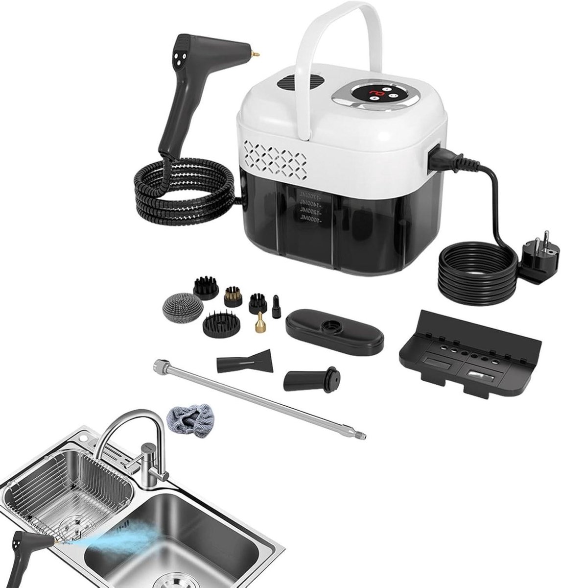 Multifunctionele Stoomreiniger - Stoommachine Keuken - Grondig Reinigen - 6 Niveaus Instelbaar - 1700 ml Reservoir - Wit