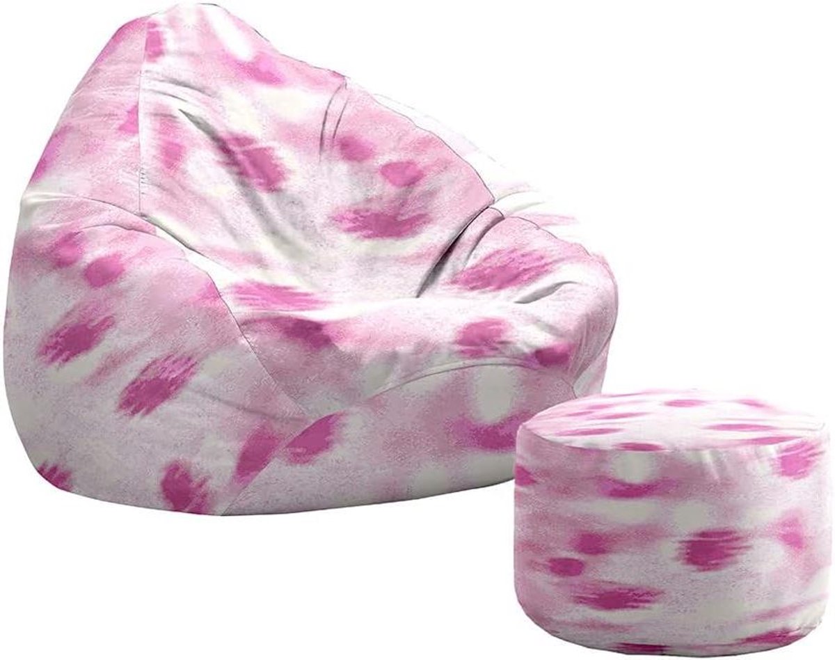 Zitzak Stoel - Luie Zitzak - Ontspannen Zitten - Met Voetenbank - 90x100+20x30cm - Paars Roze