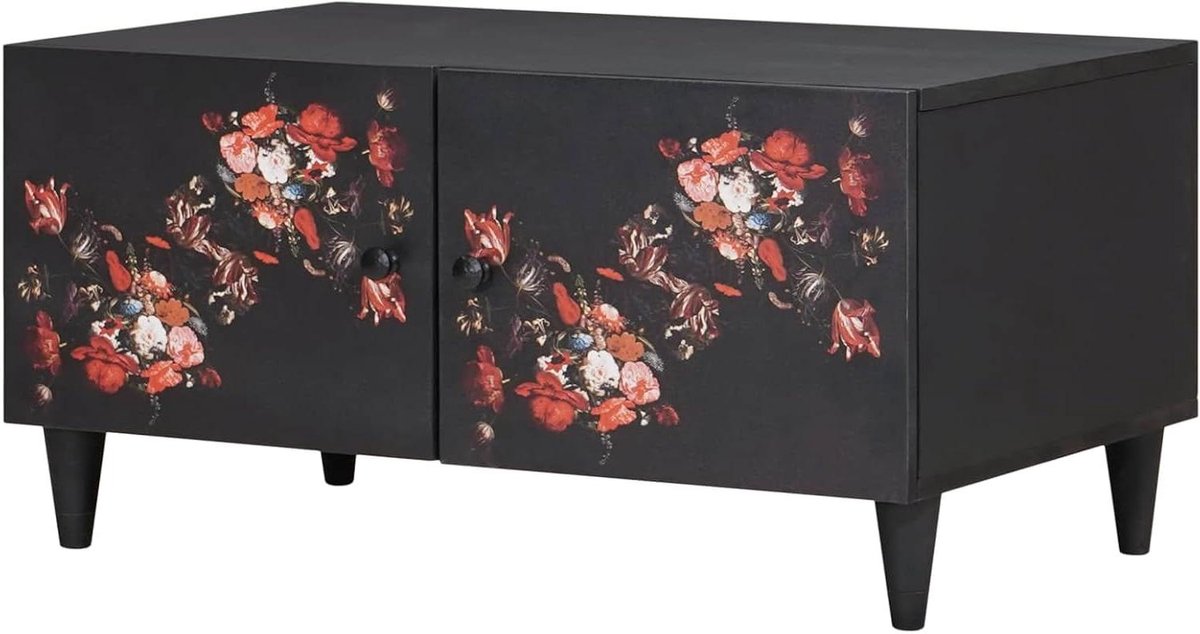 Salontafel Rechthoekig - Koffietafel Hout - Woonkamer Decoratie - Kleurrijk Bloemenpatroon - 80 x 50 x 40 cm - Origineel