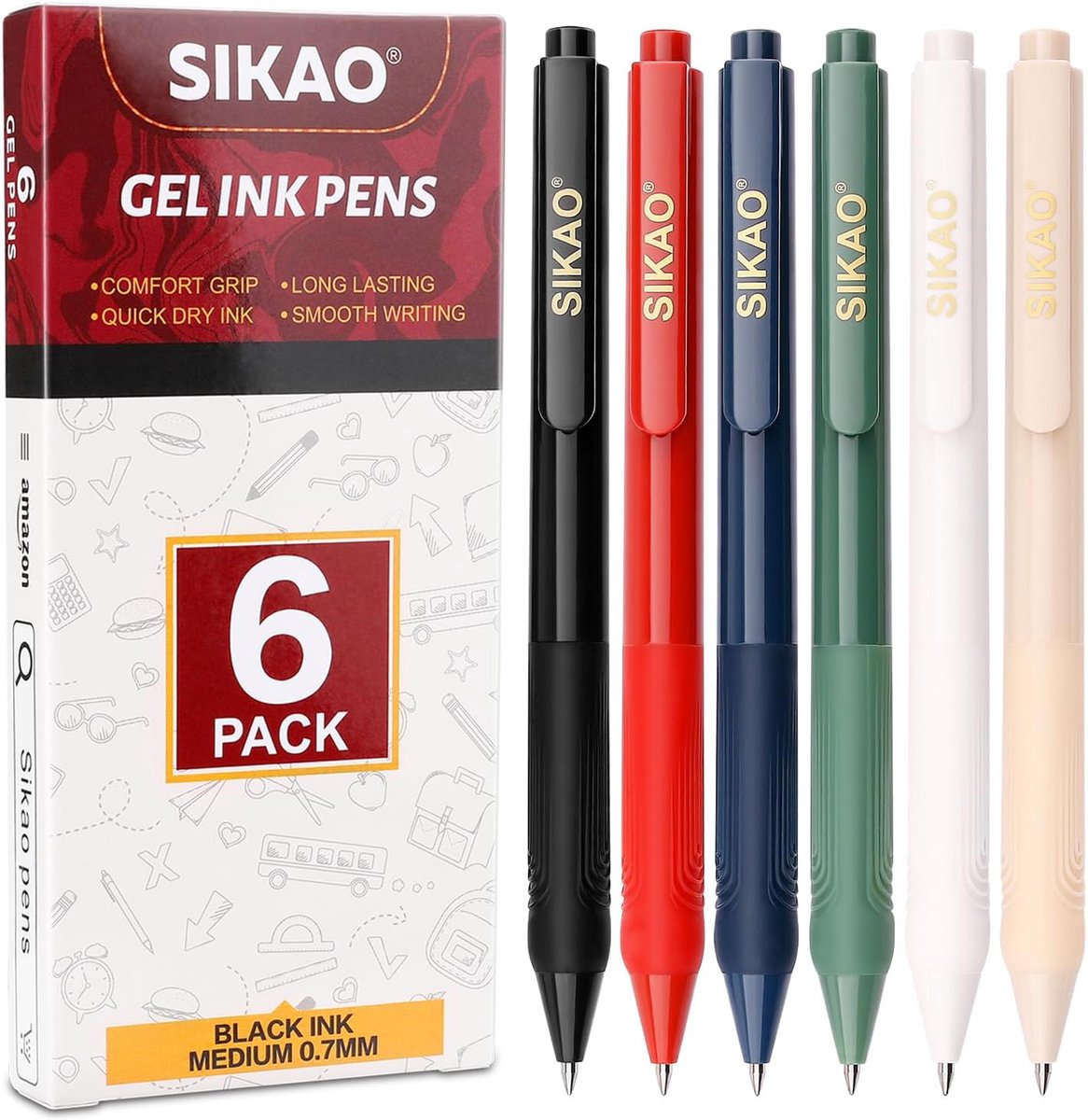 Gelpen zwart 0.7mm - rollerballpen multipack - ergonomische grip - ideaal voor school en kantoor - SnelShoppen