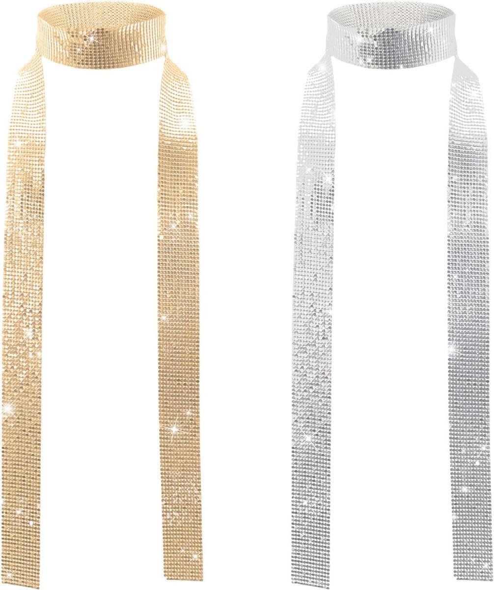 Neckerchief glinsterend met pailletten - 2 stuks - skinny - voor 70s 80s disco feest - SnelShoppen