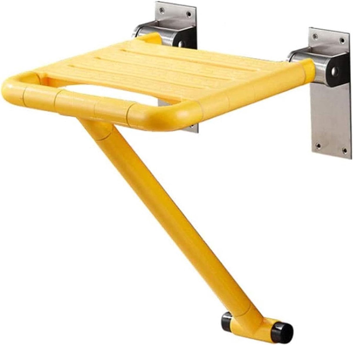 Douchezitje Inklapbaar - Douchekruk Badkruk - Veilig Douchen - Roestvrij Staal Nylon - 200 kg draagvermogen - Geel
