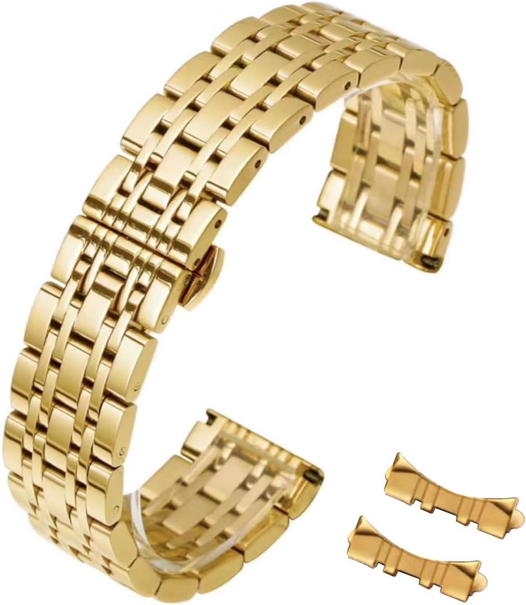 Horlogeband RVS 12mm-22mm - Metaal - Rechte en gebogen uiteinden - Vervangende band voor heren/dames - SnelShoppen
