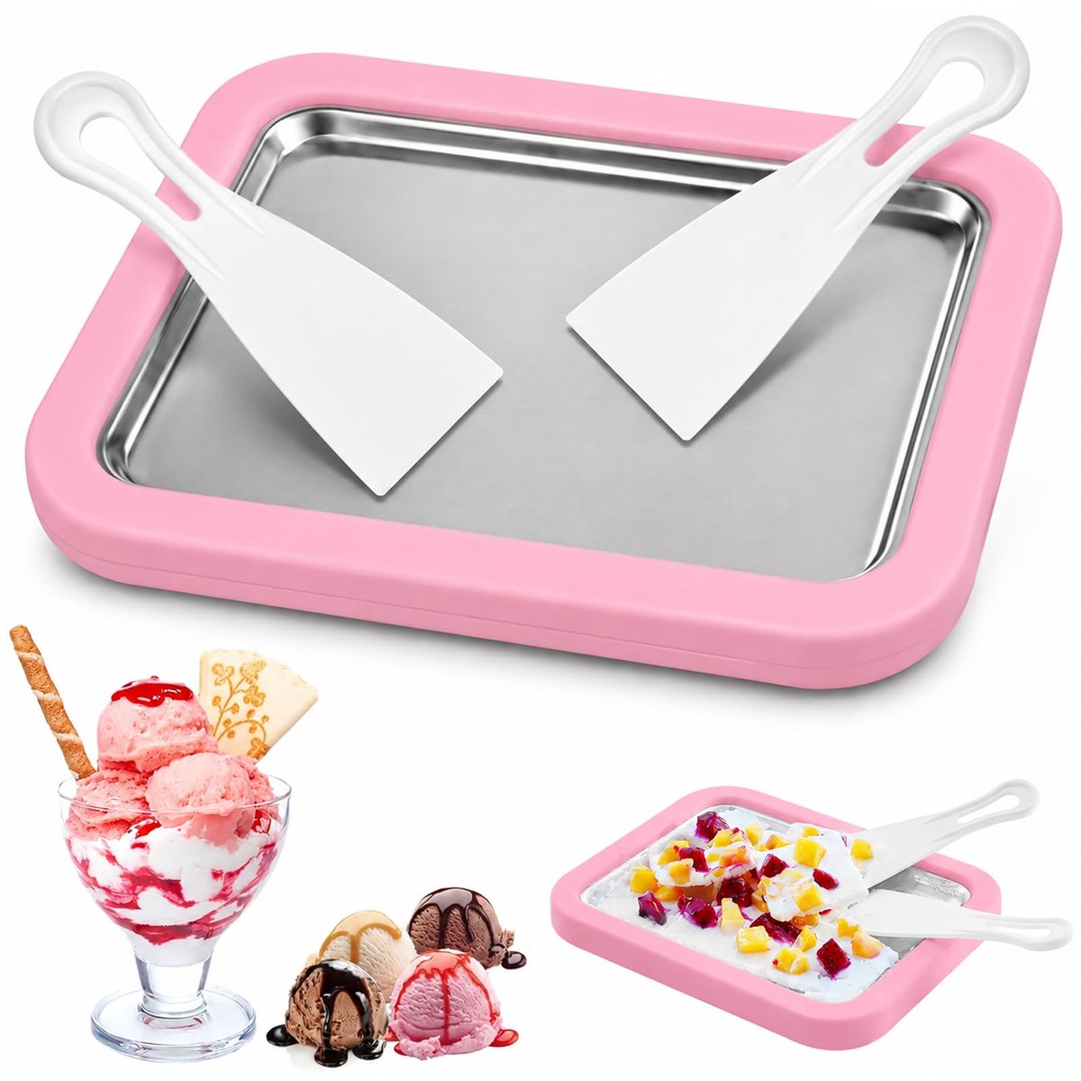 Rolled ice cream maker kit - 2026 geüpgrade - roze - draagbare ijsmachine voor thuis - ShopVlot