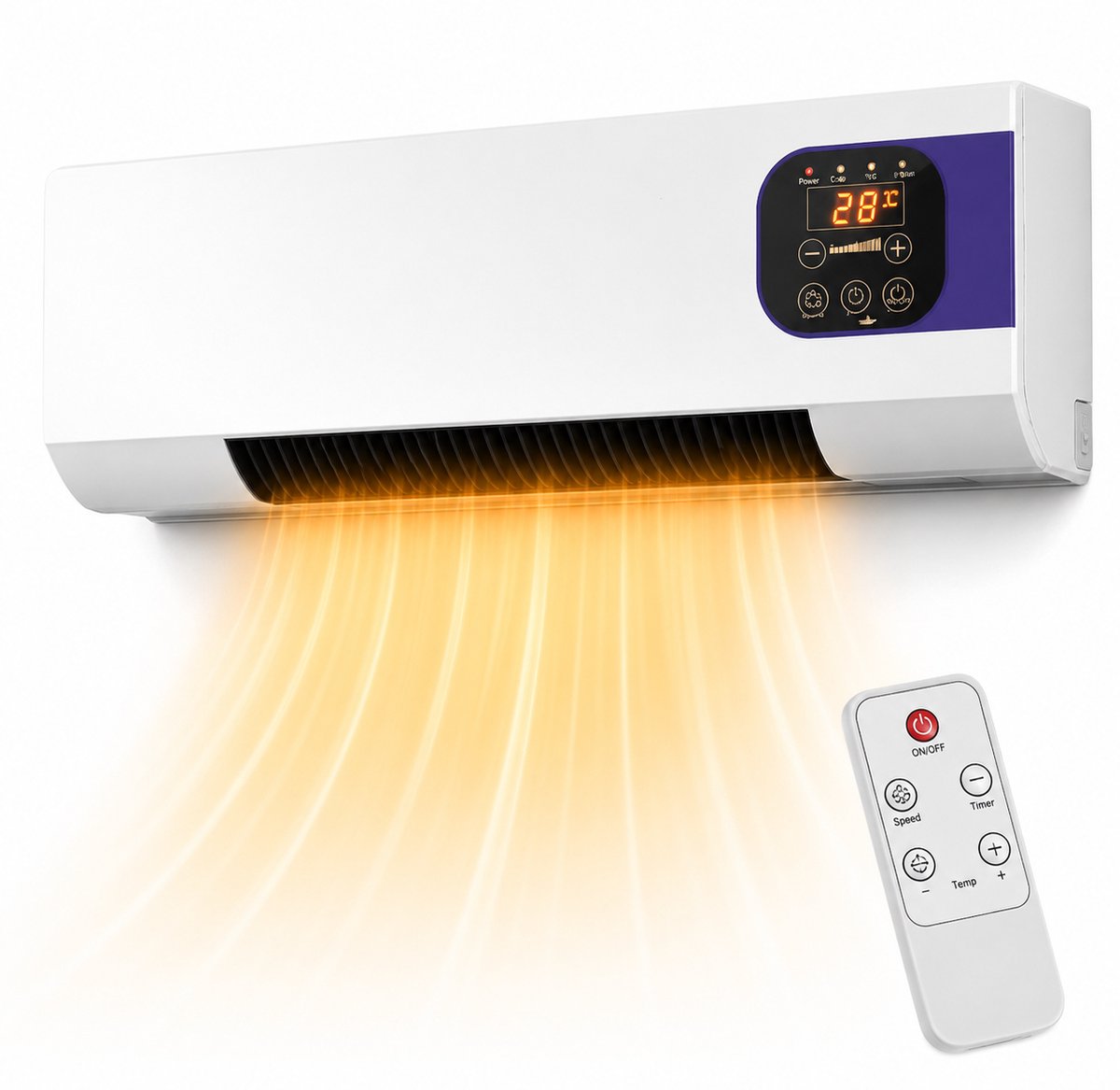 Lifero Wandverwarming 2000W met Ventilator – Elektrische Wandkachel – 16-40°C – 3 Standen – Afstandsbediening – Timer - Verwarming