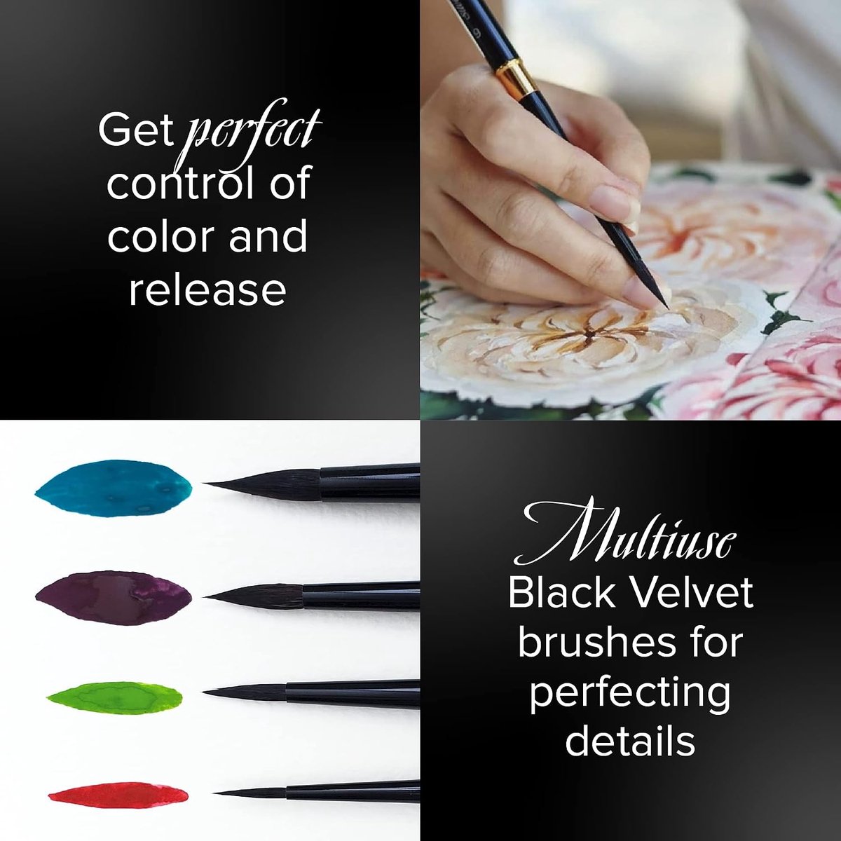 Silver Brush Limited 3100ST2 Black Velvet Voyage Travel Round Brush for Watercolor, Detail and Line Brush, Size 2 - ShopVlot