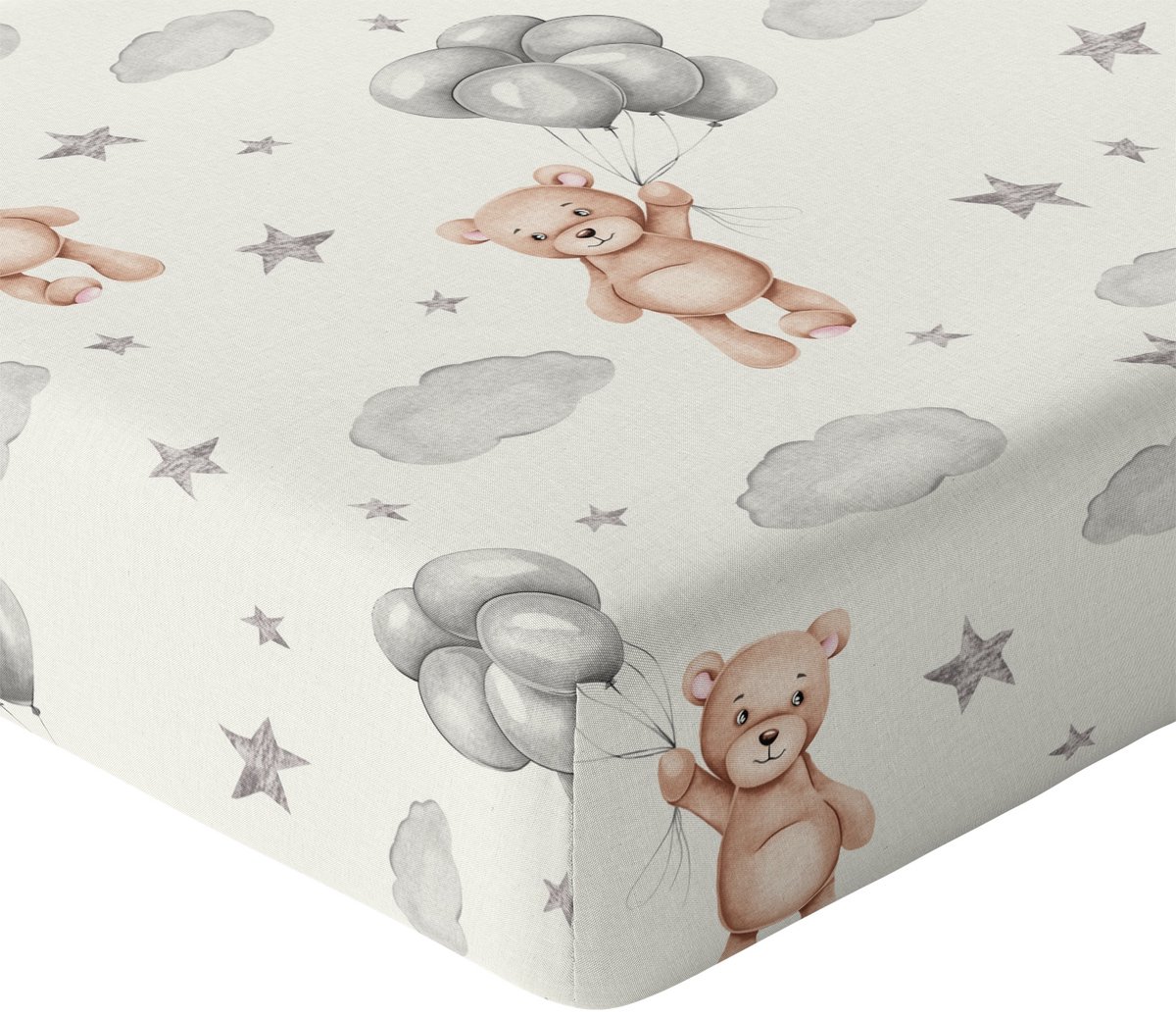 Hoeslaken 120x60cm met elastiek, 100% katoen, Teddy print