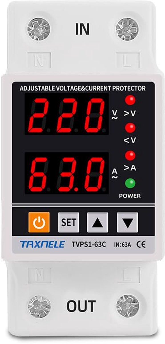 Digitale overspanningsbeveiliging 40A/63A/80A - intelligent en instelbaar - automatische herstelling - ShopVlot