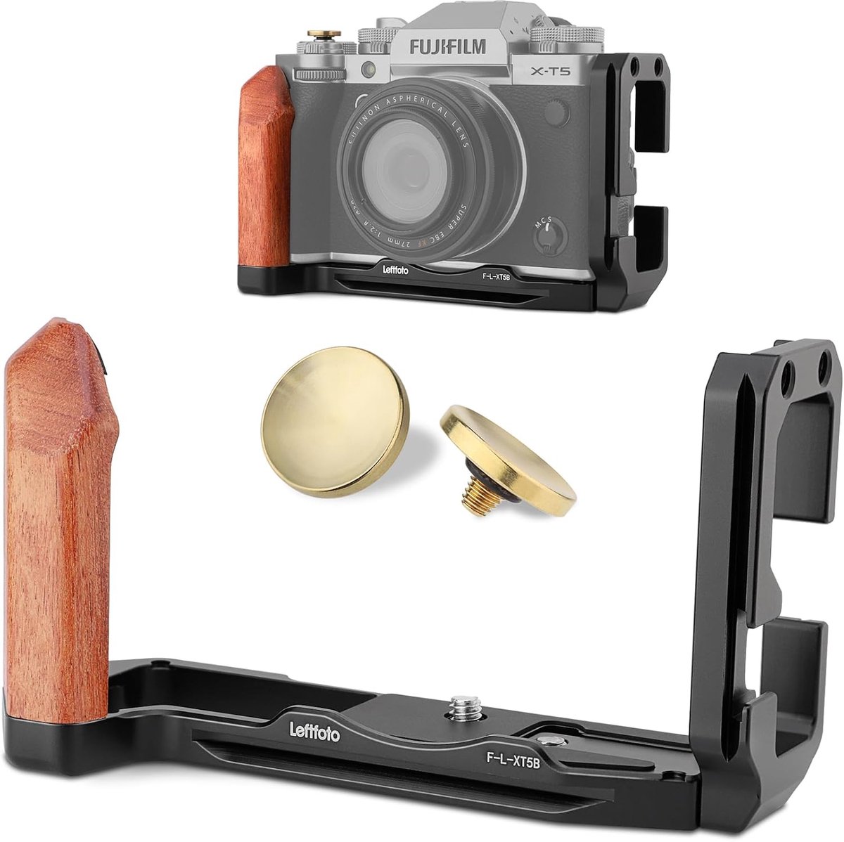 L-vormige houten handgreep voor Fuj XT5 camera - ergonomisch ontwerp - Arca quick release - verbeterde grip - ShopVlot