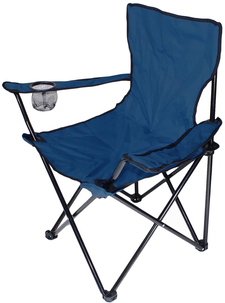 Vouwstoel blauw - campingstoel met bekerhouder - opvouwbaar - ideaal voor buitengebruik - ShopVlot