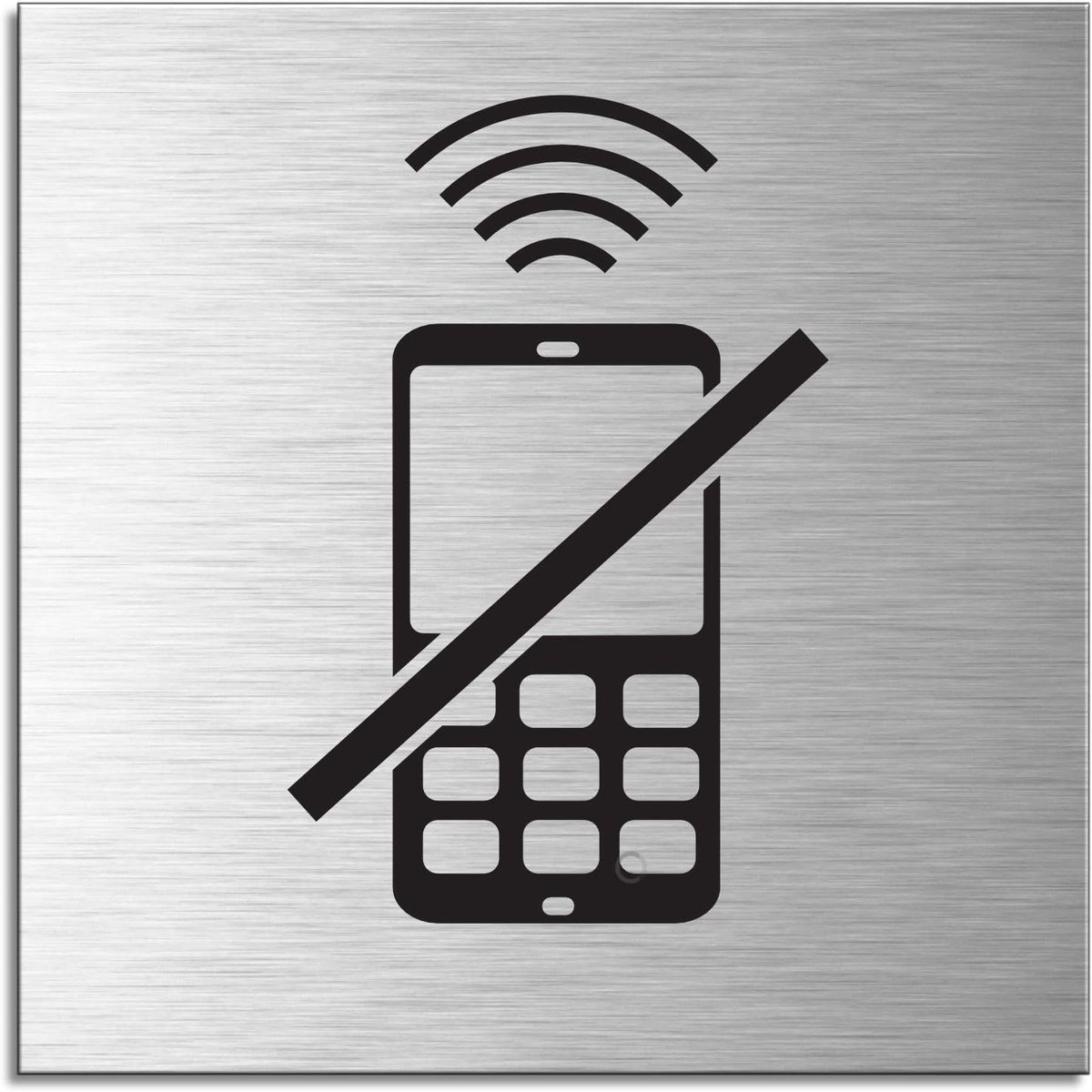 Mobiel verbodsbord 120 x 120 mm - Aluminium roestvrijstaal look - Zelfklevend - Geschikt voor openbare ruimtes - ShopVlot