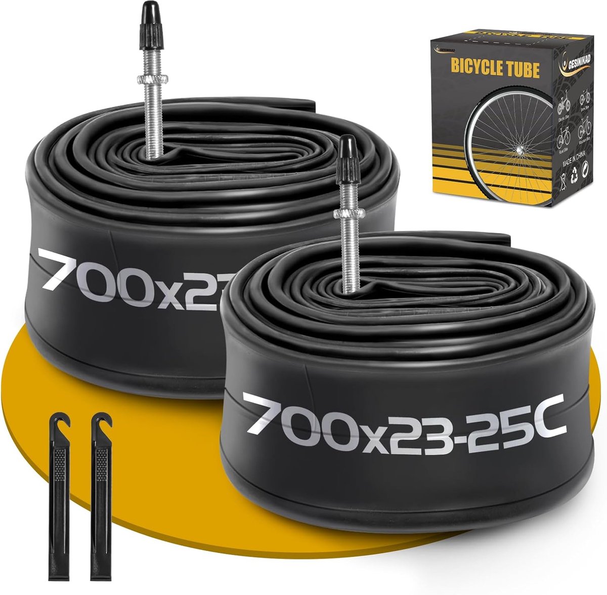 Racefiets binnenband 700x23-25C - 2-pack 28 inch - FV 60mm Presta-ventiel - Geschikt voor Ebike - ShopVlot