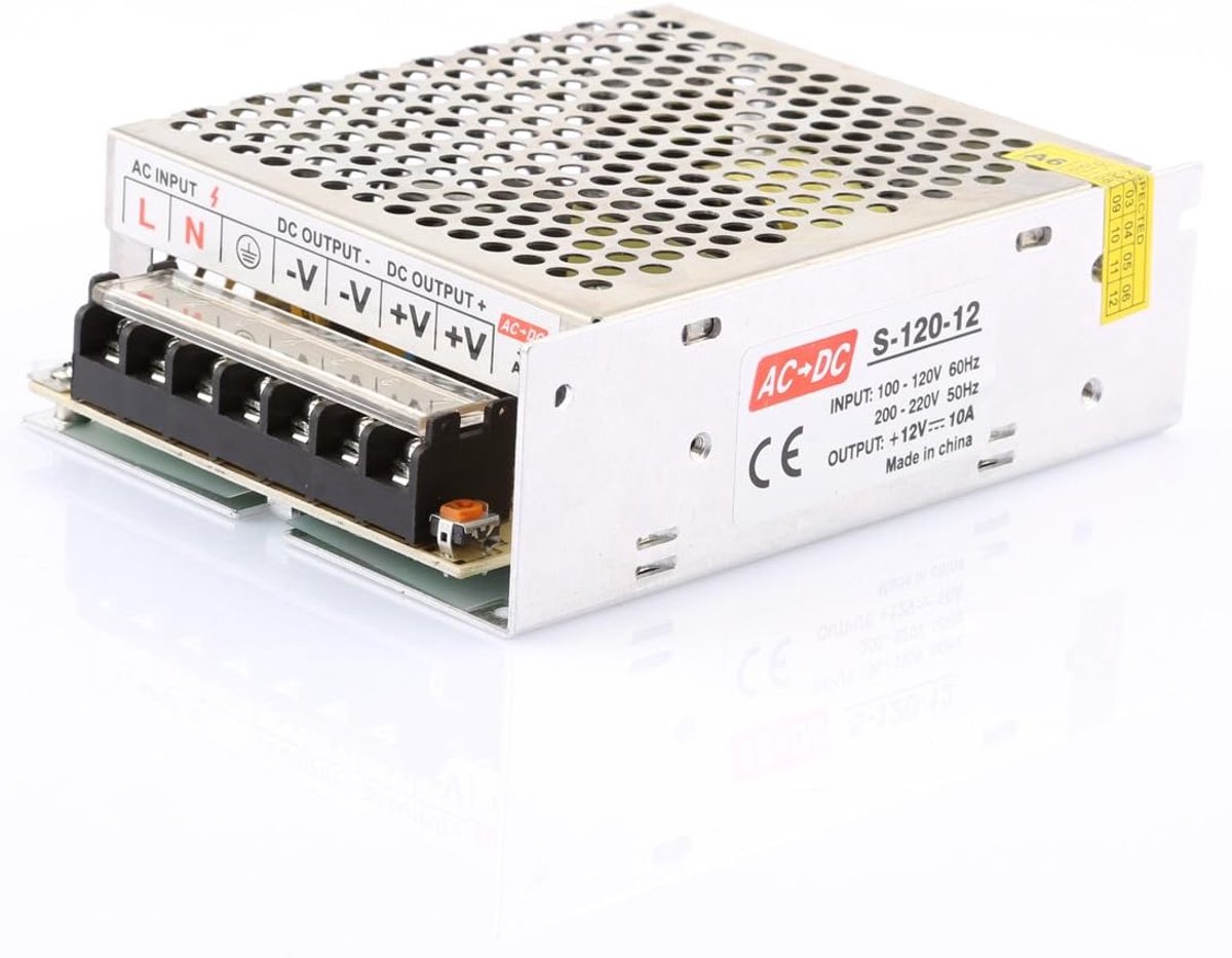 Inverter 12V 10A - AC 110/220V naar DC - 120W voor CCTV en LED verlichting - Lange levensduur LED - ShopVlot