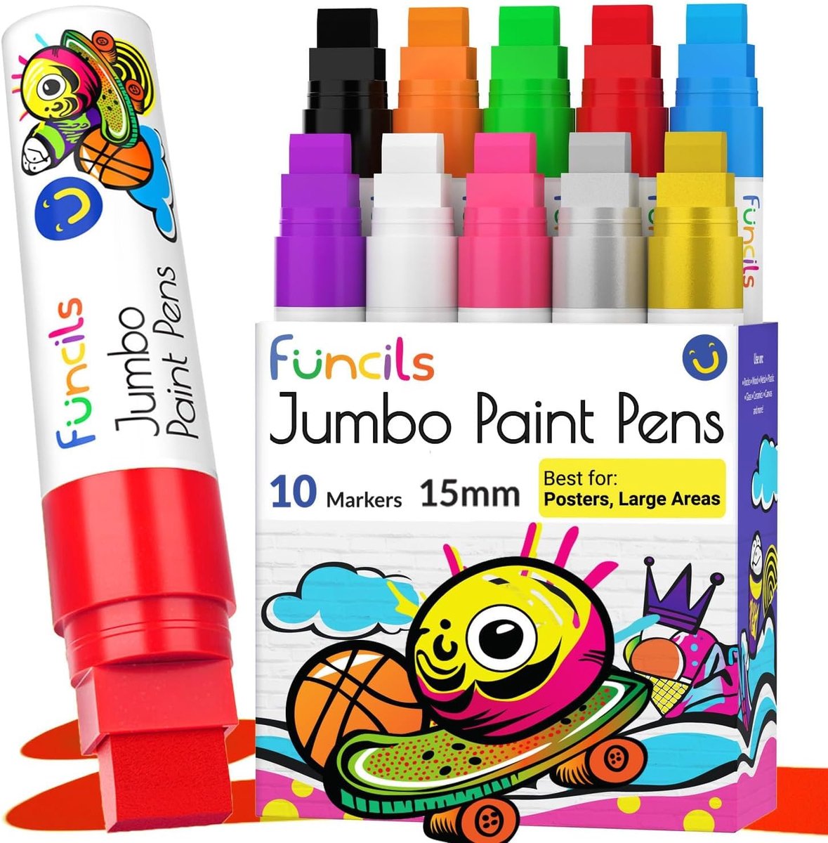 Acrylverf pennen 10 Jumbo - 15mm verfmarkers - waterdicht en sneldrogend - ideaal voor creatief schilderen - ShopVlot