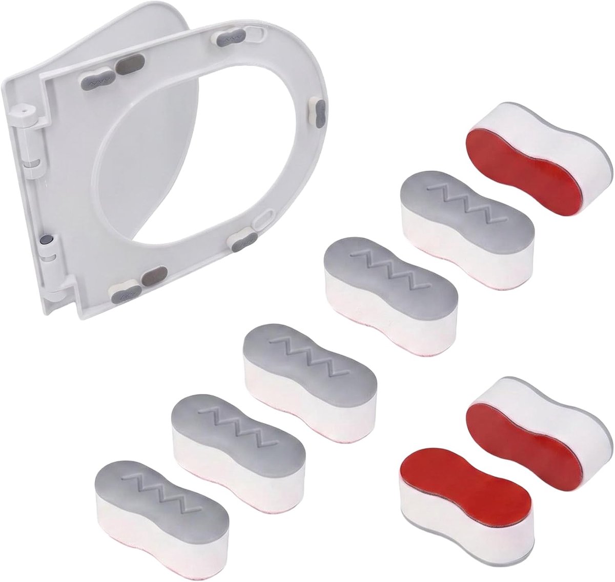 Toiletzitting bumpers 8PCS - grijs plastic - vervangende stabilisatoren - vermindert geluid en verbetert stabiliteit - ShopVlot
