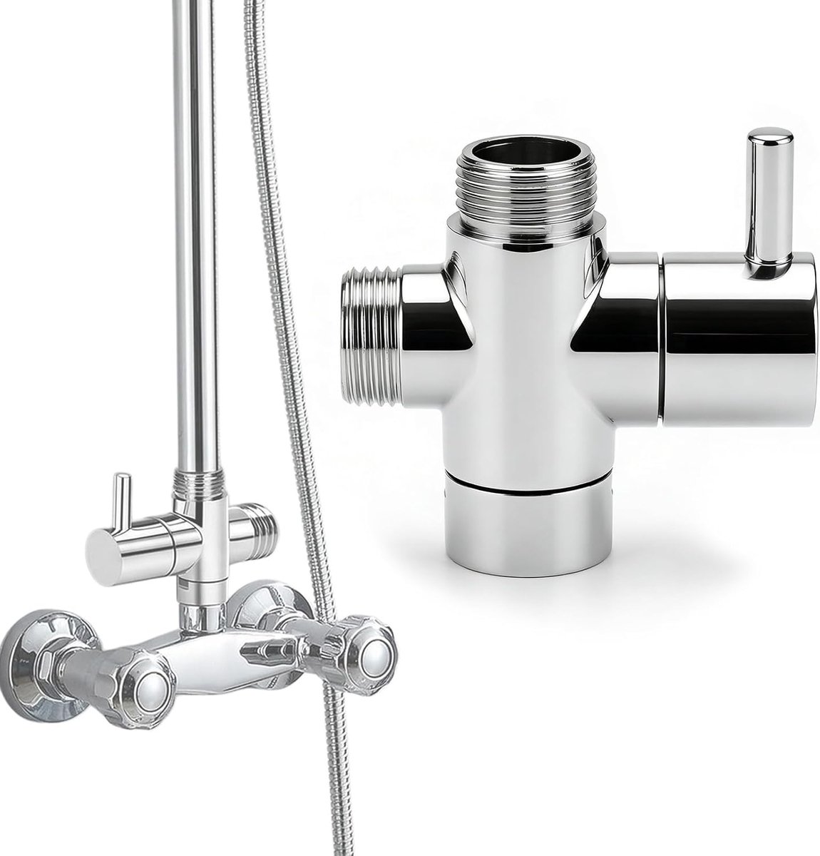 Afsluitkraan 1/2 inch - messing - 3-weg inversieventiel - geschikt voor wastafel en keuken - ShopVlot