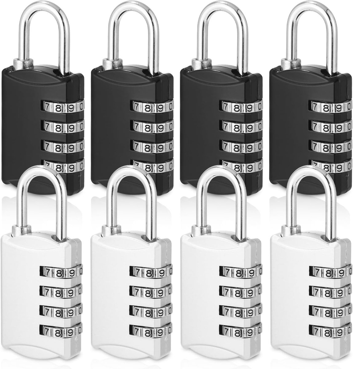 Cijfersloten 8 stuks - weerbestendig hangslot - 4-cijferige combinatie - ideaal voor kluisjes en schuren - ShopVlot