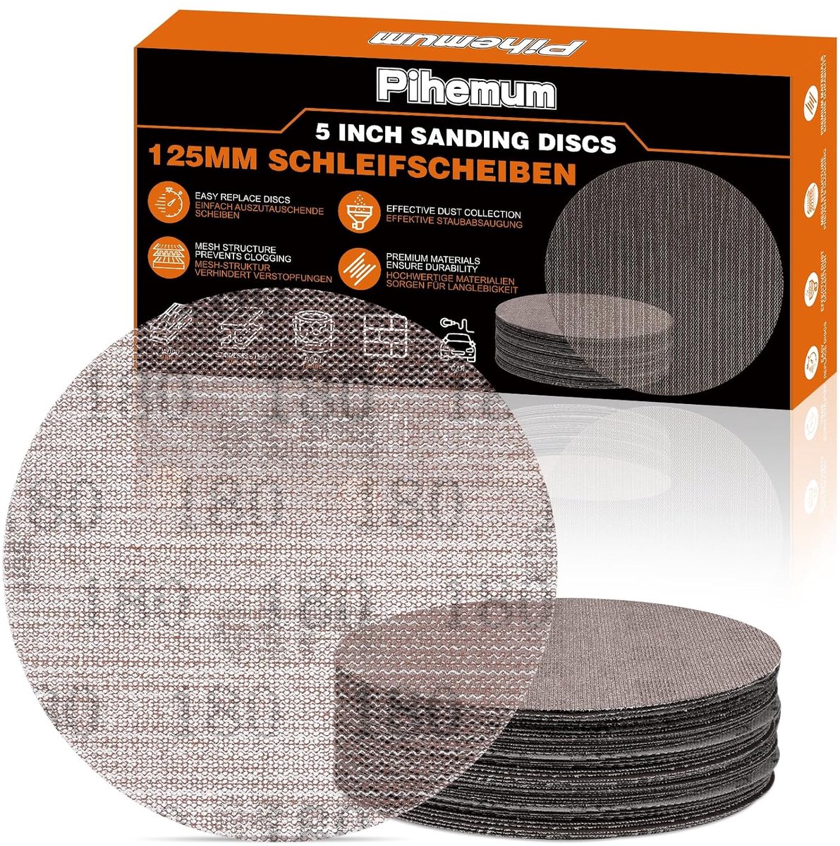 Schuurdiscs 125 mm - 180 grit - open mesh design - efficiënte materiaalverwijdering - ShopVlot