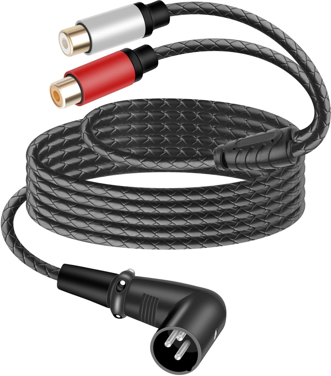 XLR Kabel 90° naar Dubbele RCA Jack - 3-Pin Audio Splitter Kabel - Voor Mixer en Microfoon - ShopVlot