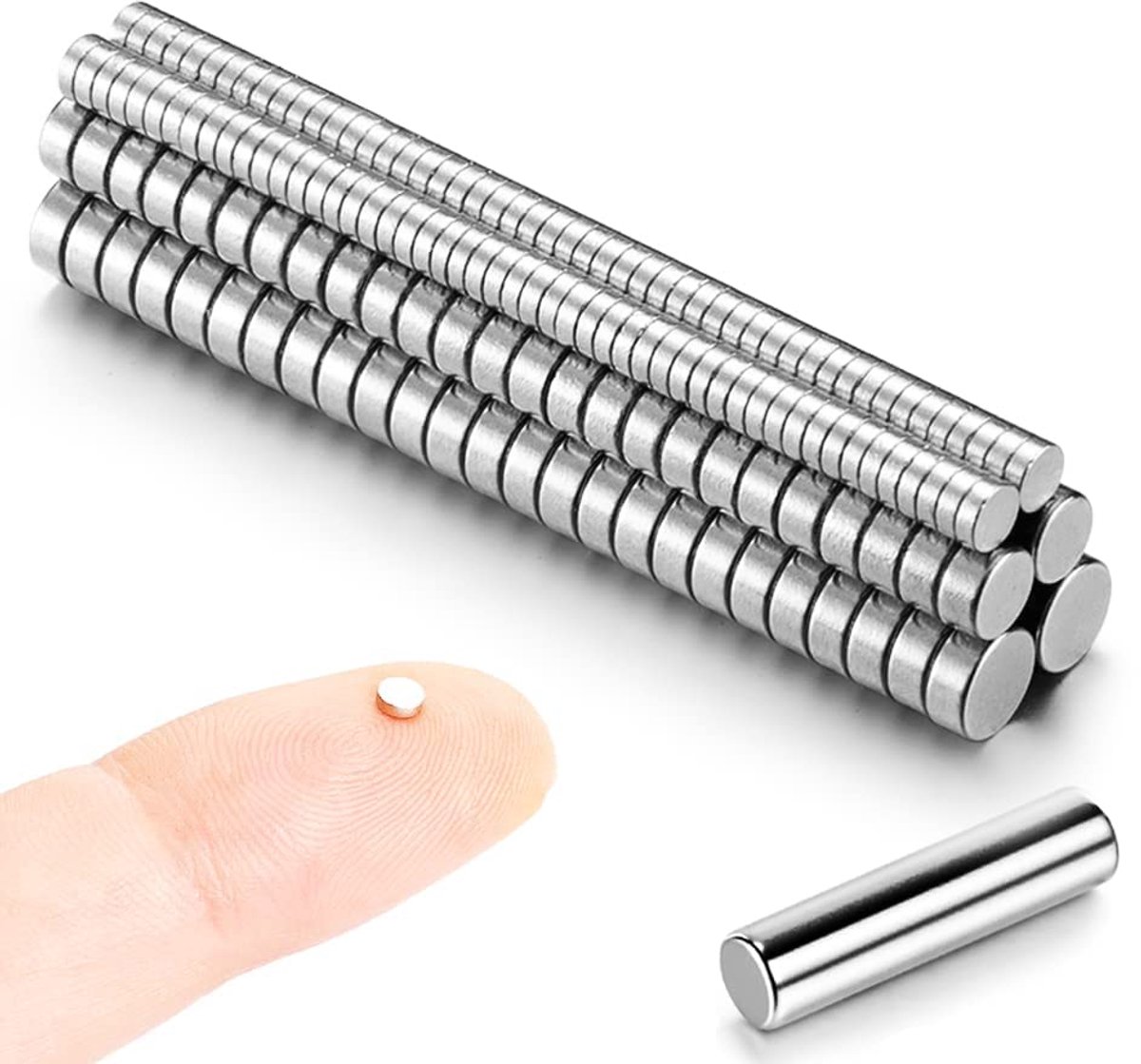 Mini magneten set 200 stuks - 3x1mm, 4x2mm en 5x2mm - inclusief magnetenstaaf - ideaal voor modelbouw en hobby - ShopVlot