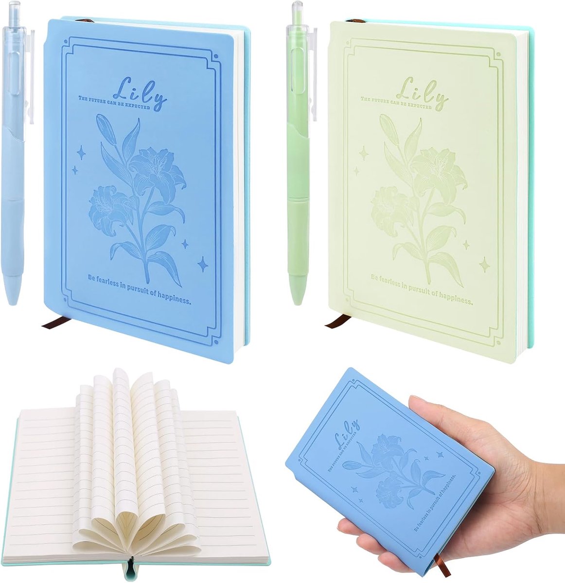 mini-notitieboeken A6 - set van 2 - met 2 balpennen - perfect voor onderweg - ShopVlot