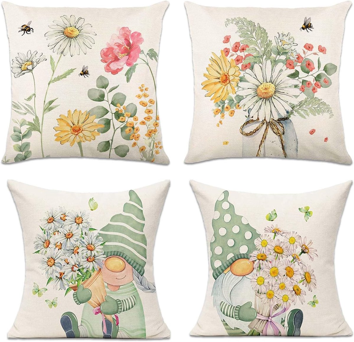 Decoratieve Kussenhoezen 45 x 45cm - Tropische Bladeren - Set van 4 - Perfect voor Sofa en Tuin - SnelShoppen