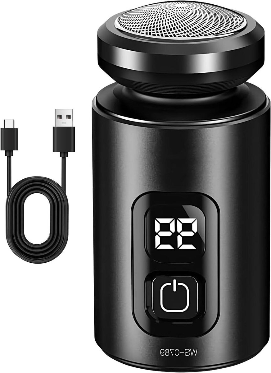 Elektrisch Scheerapparaat - Draagbaar Mini Scheerapparaat - Persoonlijke Verzorging - Drievoudig Drijvende Kop - 8 cm - Zwart