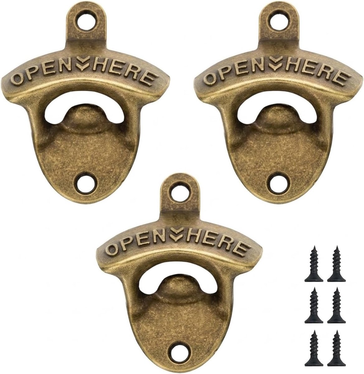 Flessenopener wand - zinklegering - antiek groen brons - perfect voor bars en keukens - SnelShoppen