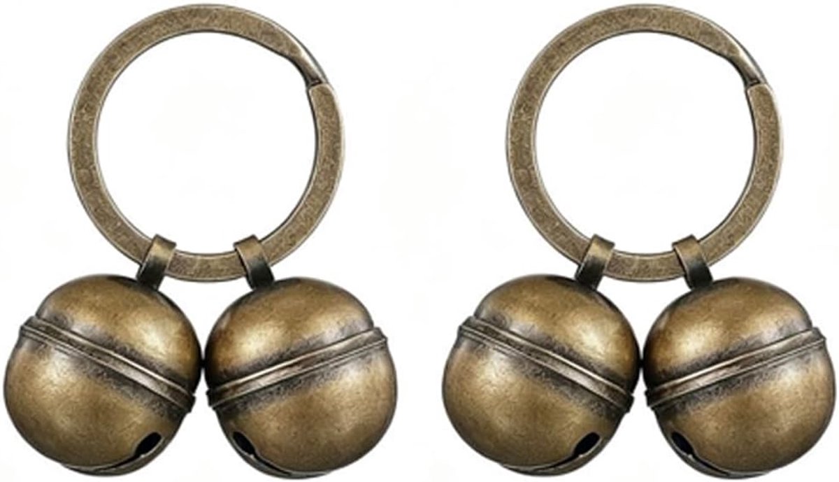 Hondenbel en kattenbel set - extra luide retro pet bellen - brass hangers met sleutelhangers - ideaal voor handwerk - SnelShoppen