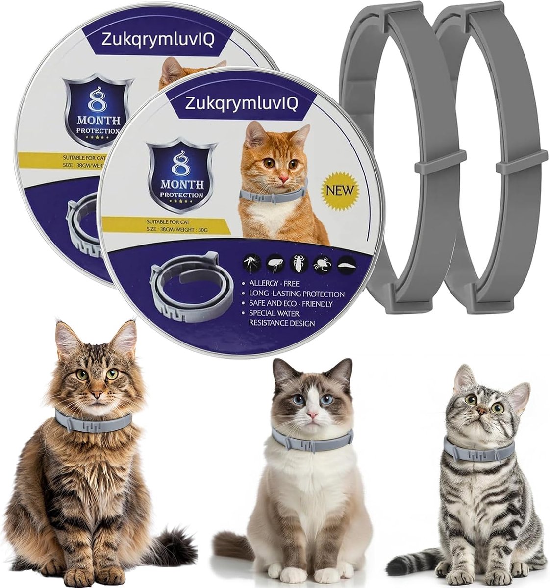Kattenhalsband waterdicht - verstelbaar - met etherische oliën - 16 maanden bescherming - SnelShoppen