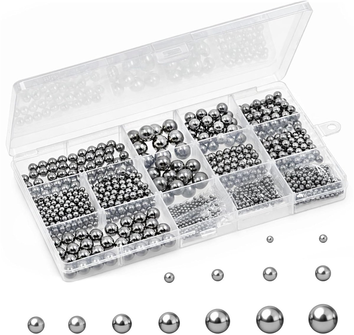 Stalen ballen set 1085 stuks - 13 maten 2-10 mm - duurzaam staal - ideaal voor precisiewerk - SnelShoppen