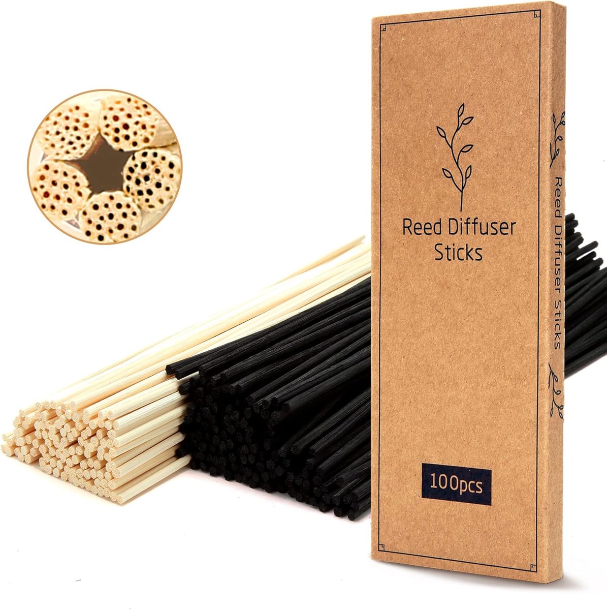 Wicker diffuser sticks 25cm - natuurlijke rietstokken - 100 stuks - ideaal voor etherische oliën - SnelShoppen