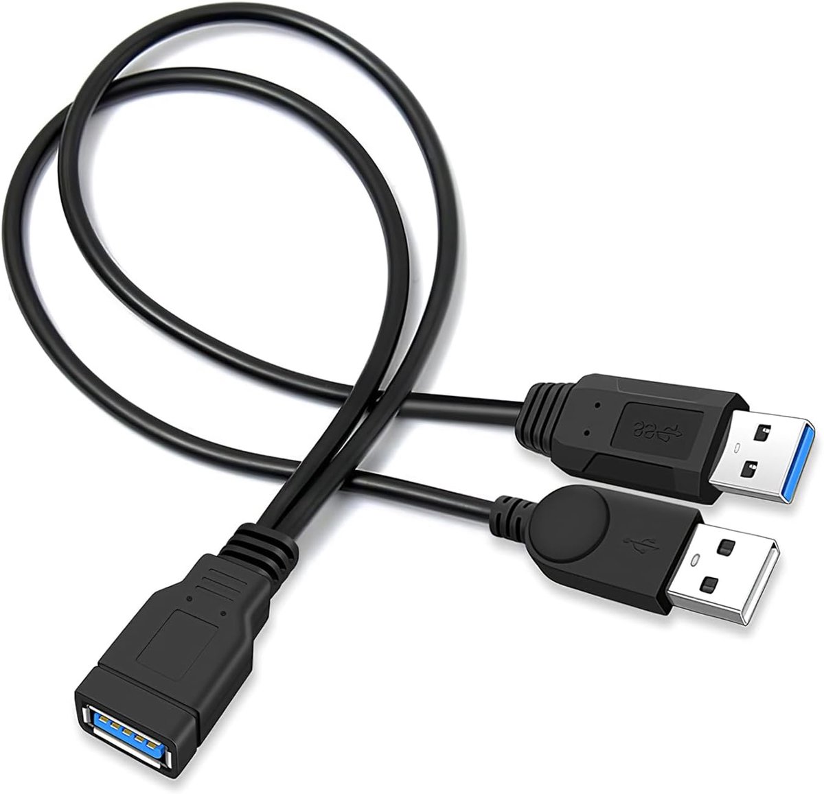 Y Splitter USB 3.0 A Plug naar Dual USB 2.0 A Jack - 35 cm - Extra Oplaad- en Gegevensoverdracht - SnelShoppen