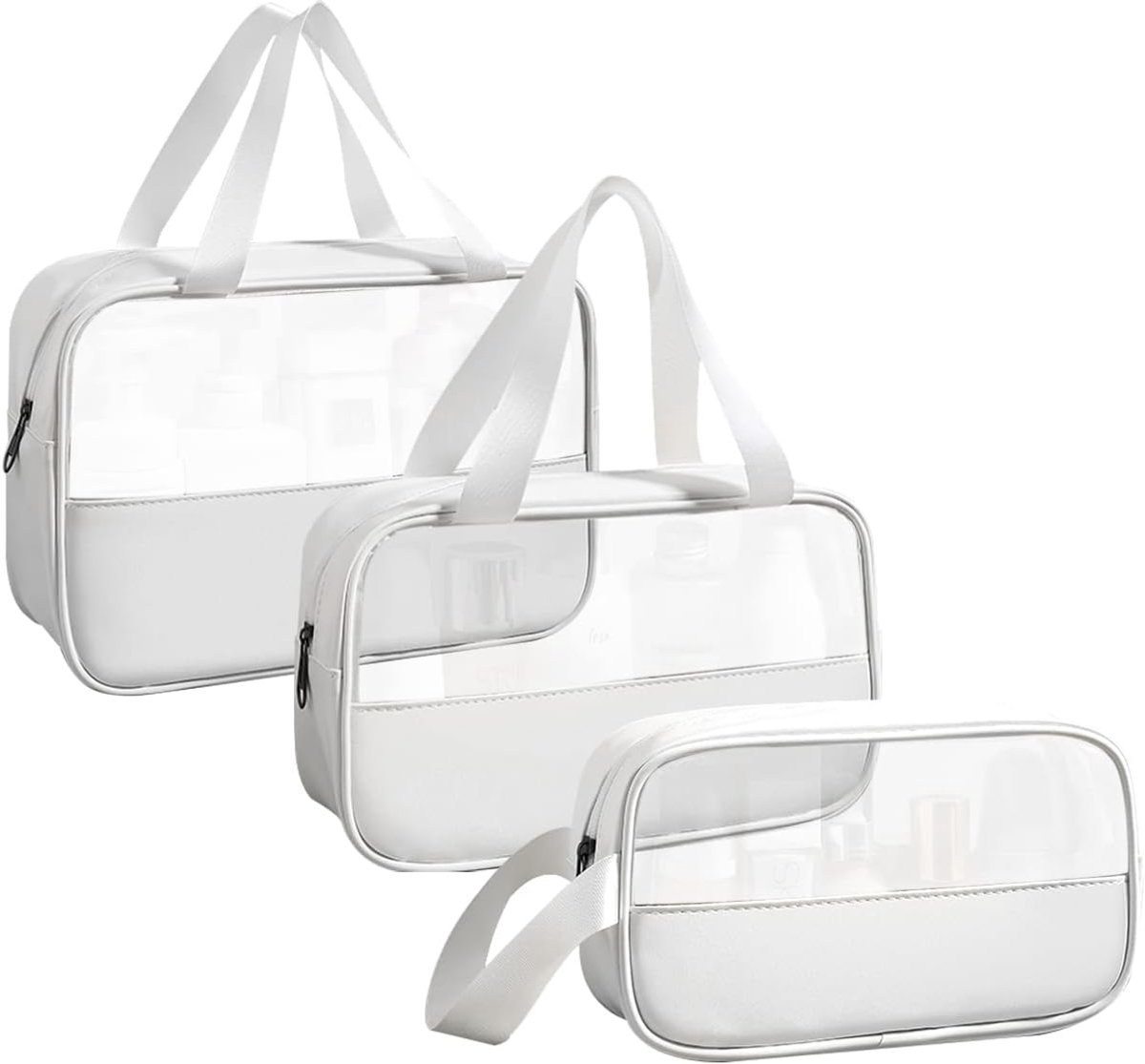 Makeup tasje 3-pack - transparant PVC - waterdicht - ideaal voor reizen - SnelShoppen