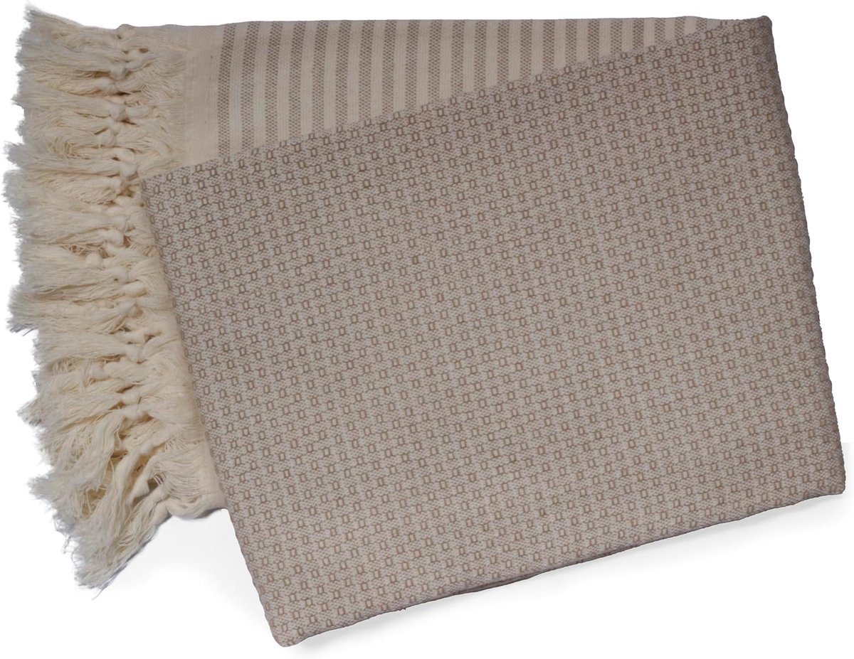 Hammam Towel 100 x 200 cm - 100% Katoen - Beige - Ideaal voor sauna en strand - SnelShoppen