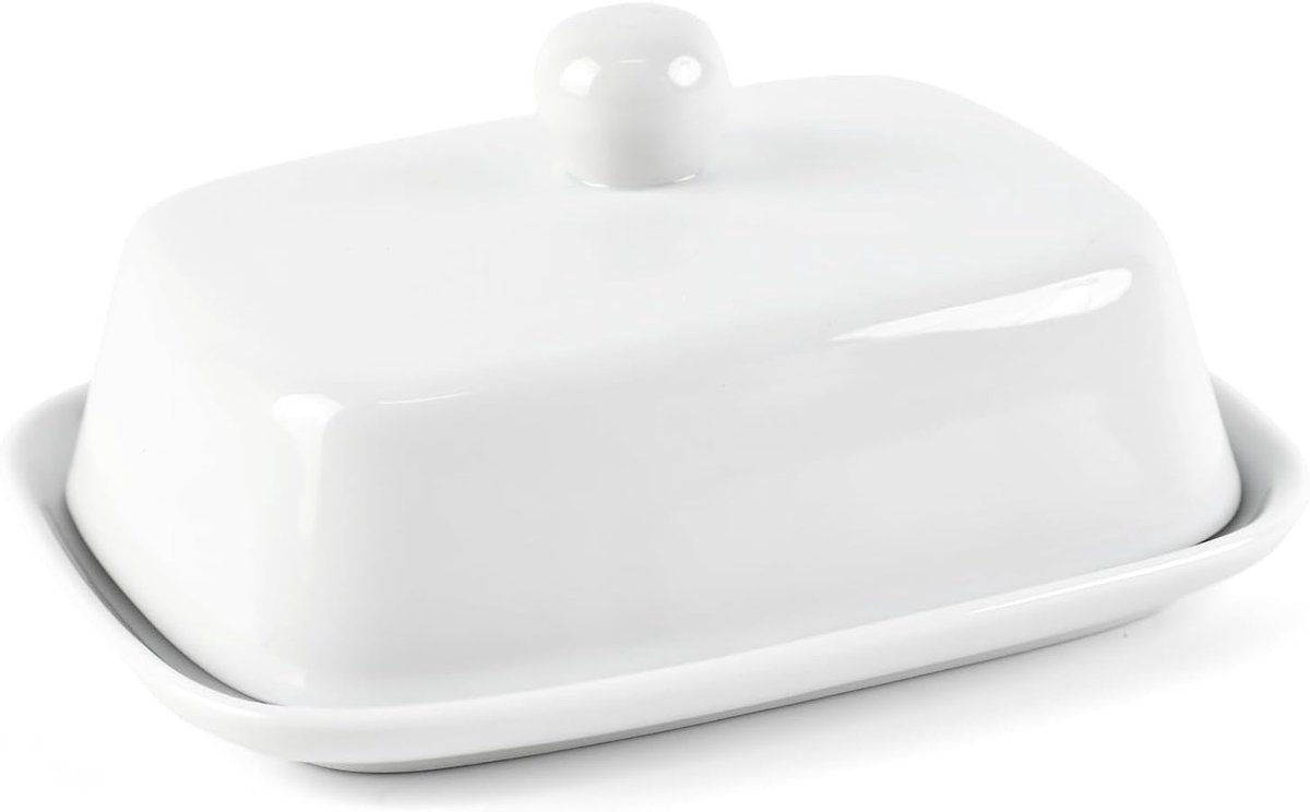 botervloot, compatibel met alle standaard boterplaten (250 g), vaatwasmachinebestendig, behoudt het aroma van boter, kaas en zuivelproducten (wit)