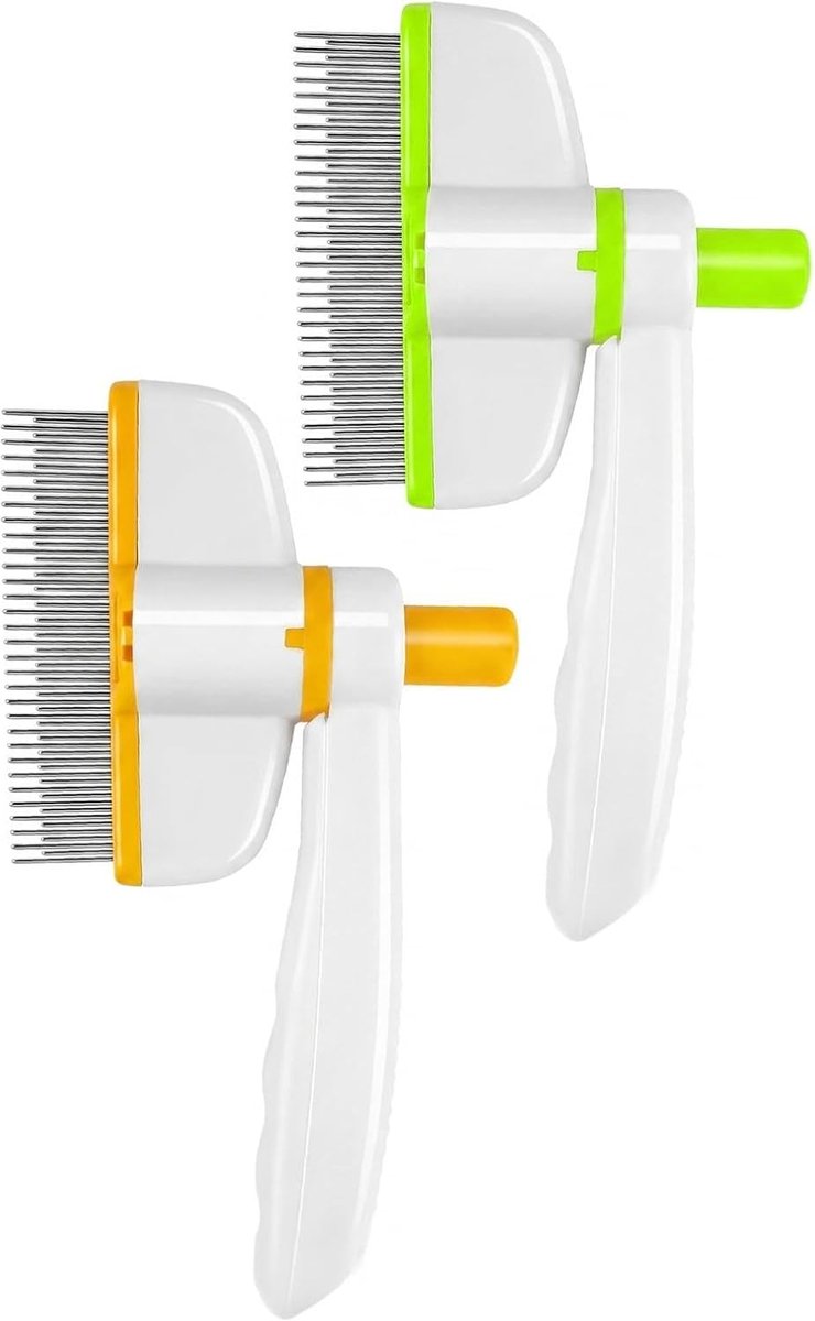 2 stuks borstel voor katten en honden, zelfreinigende kattenkam, roterende haarborstel voor huisdieren voor massage en ontharing, hondenborstel voor kort en lang haar, effectief kattenhaar