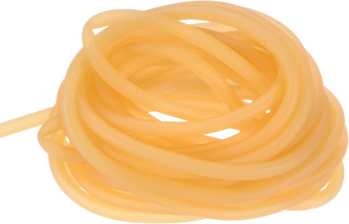 Natuurlijke latex rubberen buis, 3/32 inch [2 mm] ID x 5/32 inch [4 mm] OD 16ft lengte latex slang buis voor thuis/laboratorium/sport, zeer elastische band buizen [geel]