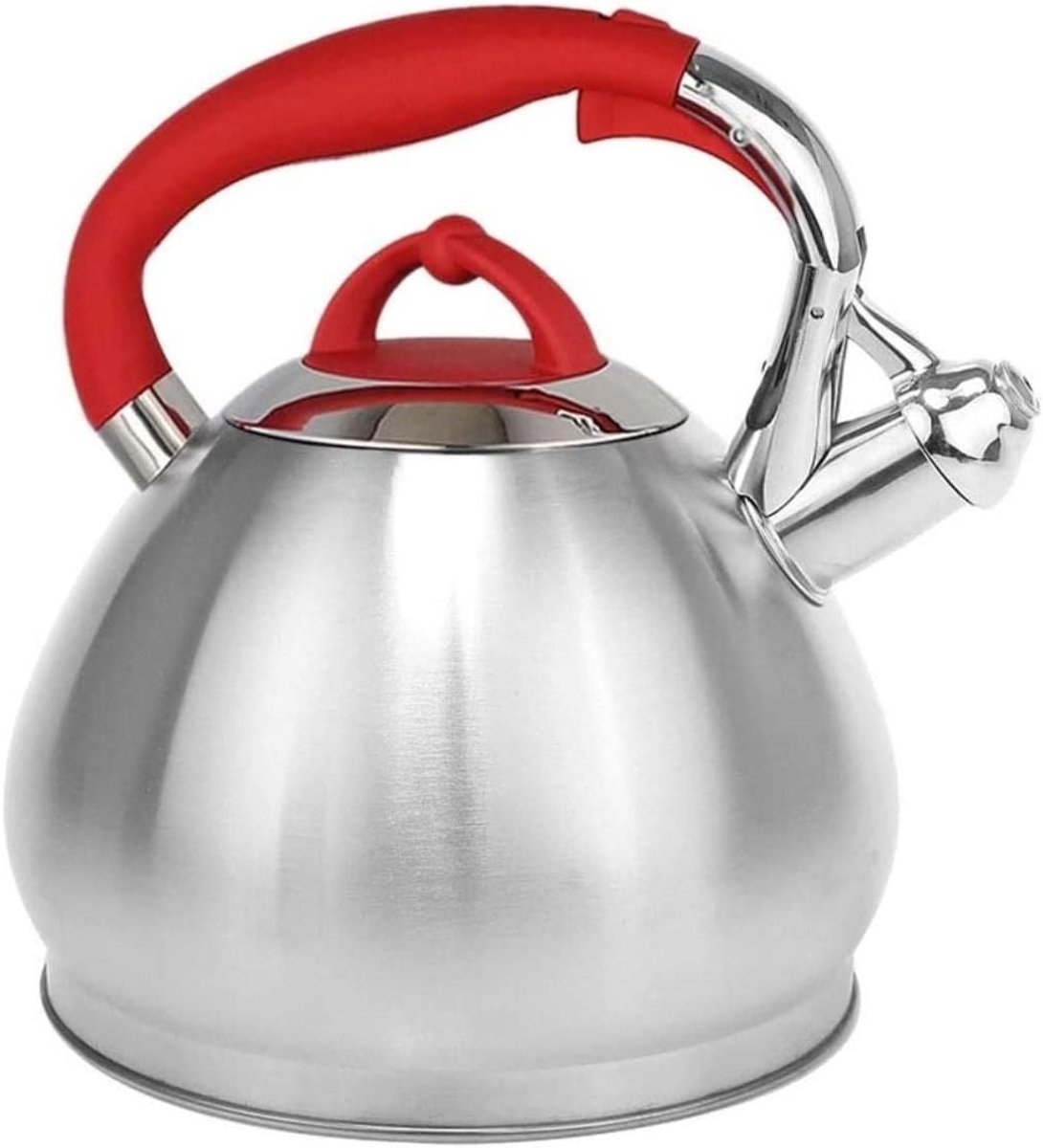 Waterkoker Fluitketel - Thee Pot - Water Koken - Veiligheidsfluit - 3.4L - Rood