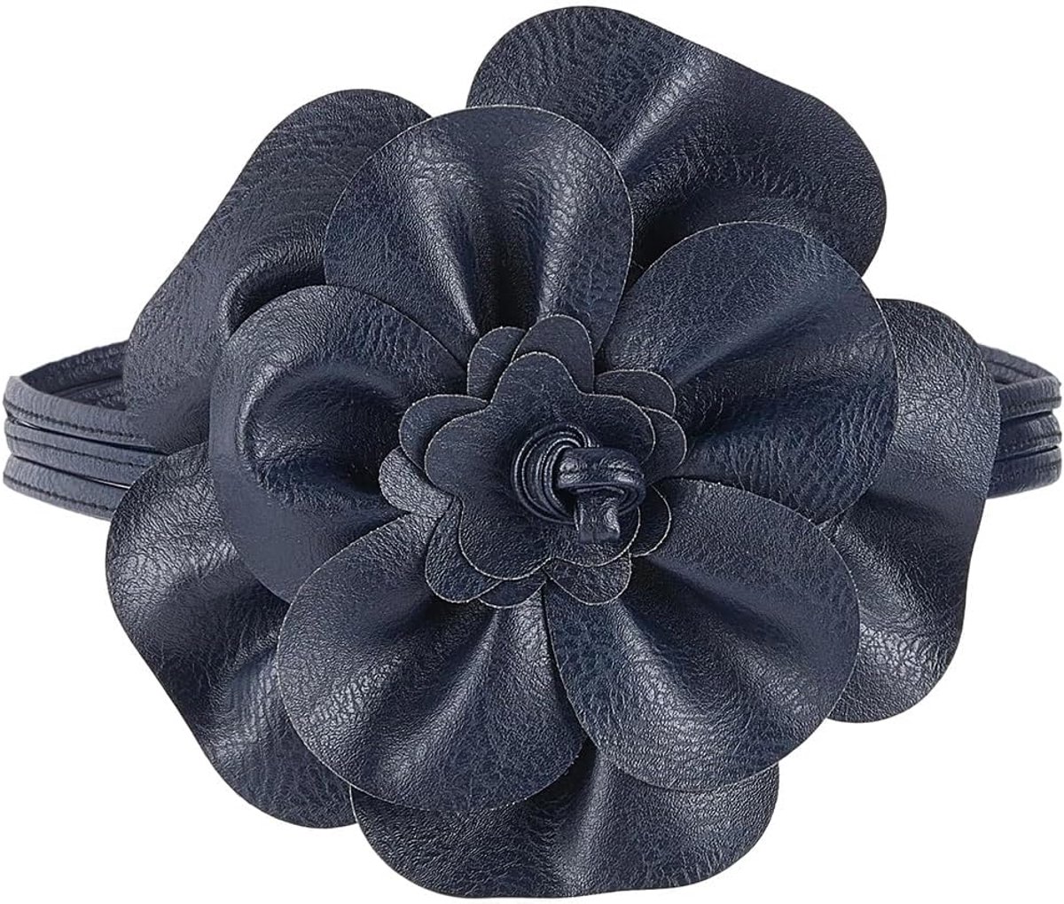 6mm PU Lederen Skinny Taille Riem Zwart Boho Bloem Lederen Touw Kwastje Tailleband Dunne Elegantes Grote Bloem Decor Riemen Slanke Taille Band Band voor Vrouwen Jurk Shirts Bruiloft