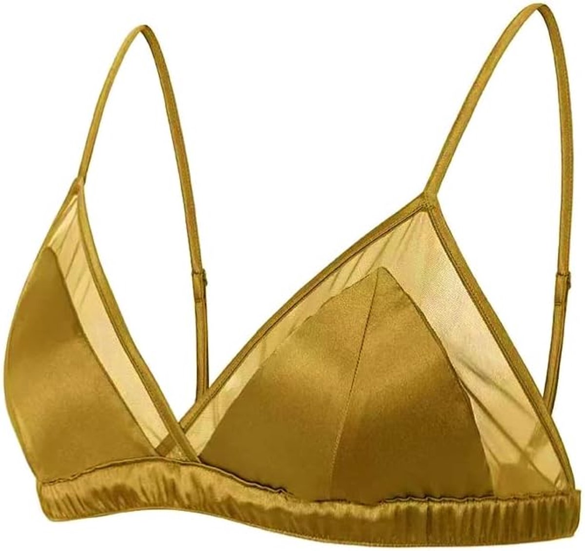 Satijn Driehoek Bralette Tops Zijde Draadloze BH BH Mesh Cami BH met Verwijderbare Pads