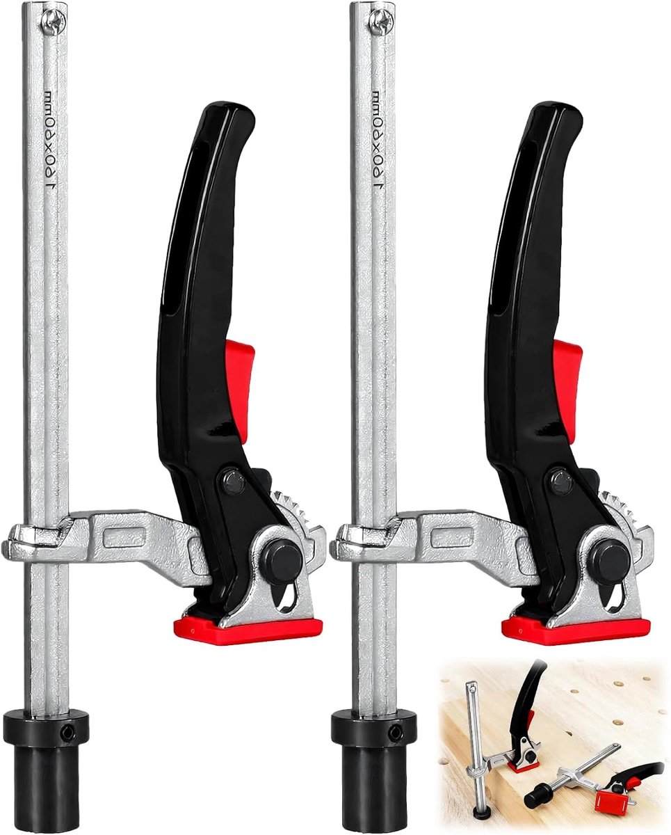 2 stuks volledig stalen laaghouder, hefboomklem 20mm, laaghouder 20 mm spanelement, spanbereik 160 mm, tafelklem, compatibel met bessey eenhandsklem, multifunctionele lastafel en CNC